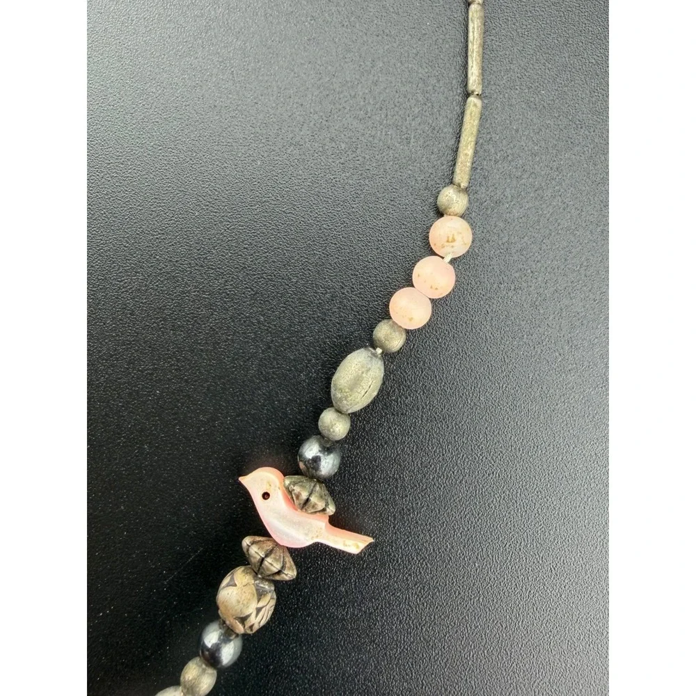 Bird Fetish Dreamcatcher Necklace Pink Silver Tone‎ Vintage READ
